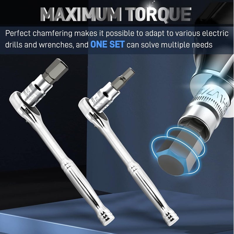 DISEN 32-Piece HEX Bit Socket Set, SAE & Metric Allen Wrench Socket Set with Enhanced Storage Case, Premium Heat Treated Chrome Vanadium Steel & S2 Alloy Steel - Image 4